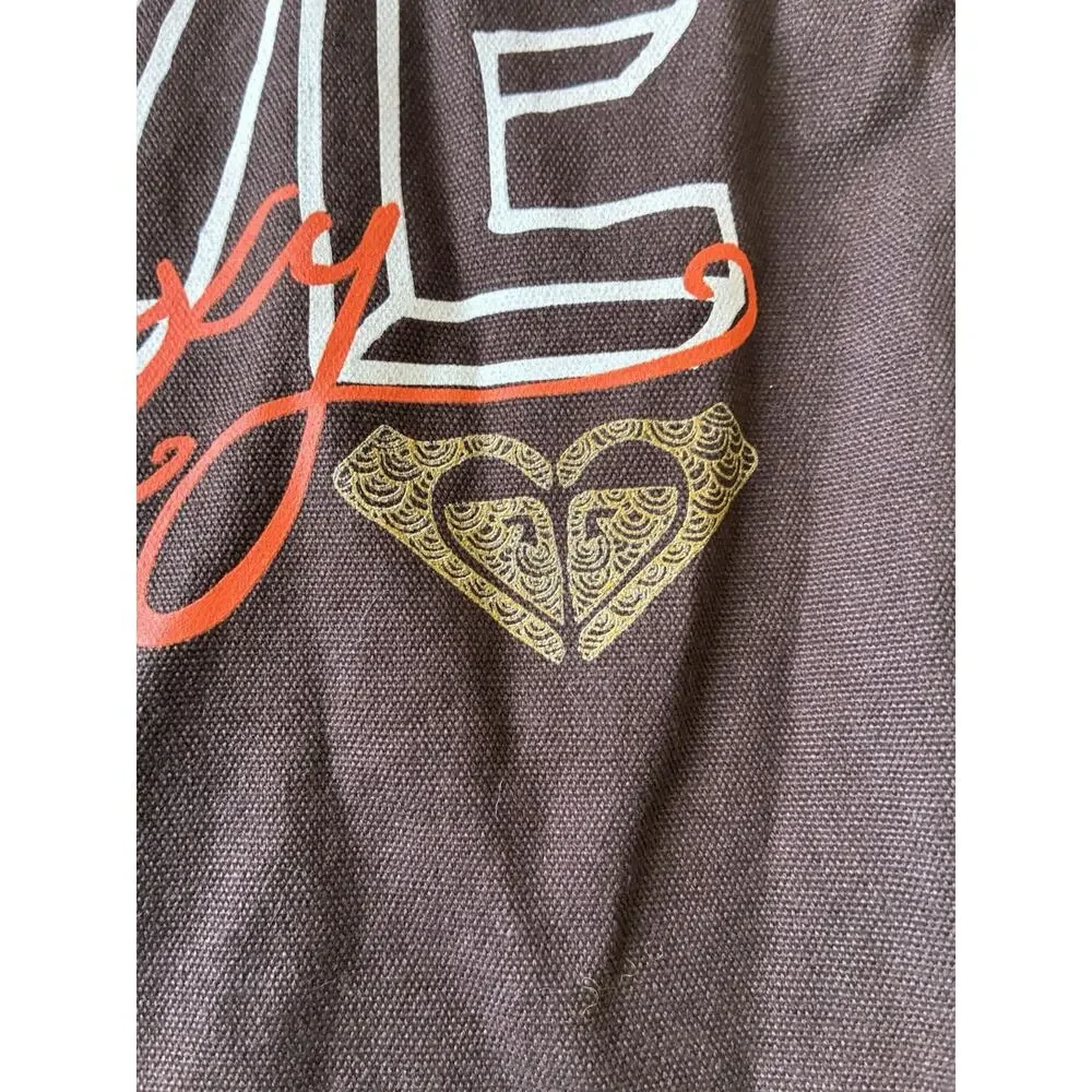 Vintage Y2K Roxy Canvas Tote Bag Brown LOVE Graphic Bird Surf Boho Skater